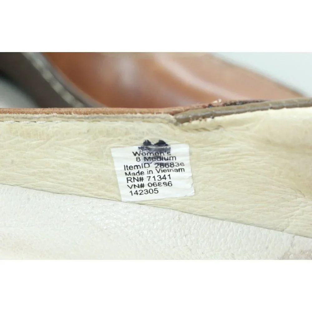 LL BEAN Brown Leather Split Toe Slip On Comfort Shoes Size 8 M - Picture 7 of 9